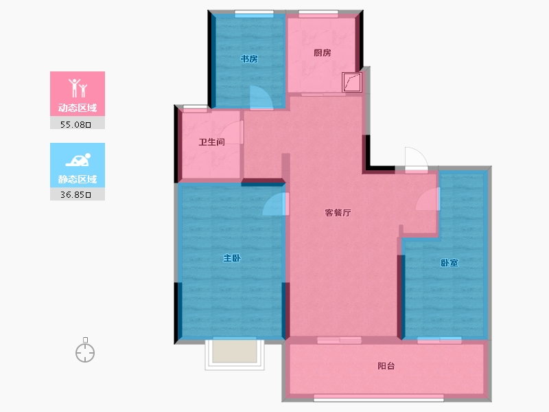 江苏省-徐州市-溪语兰庭-82.87-户型库-动静分区