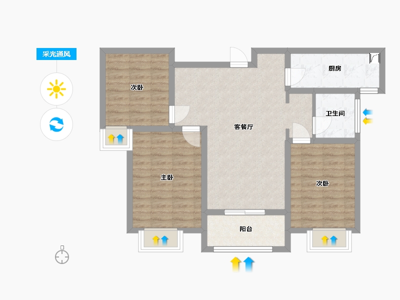 河南省-安阳市-旺龙·荣盛华府-89.00-户型库-采光通风