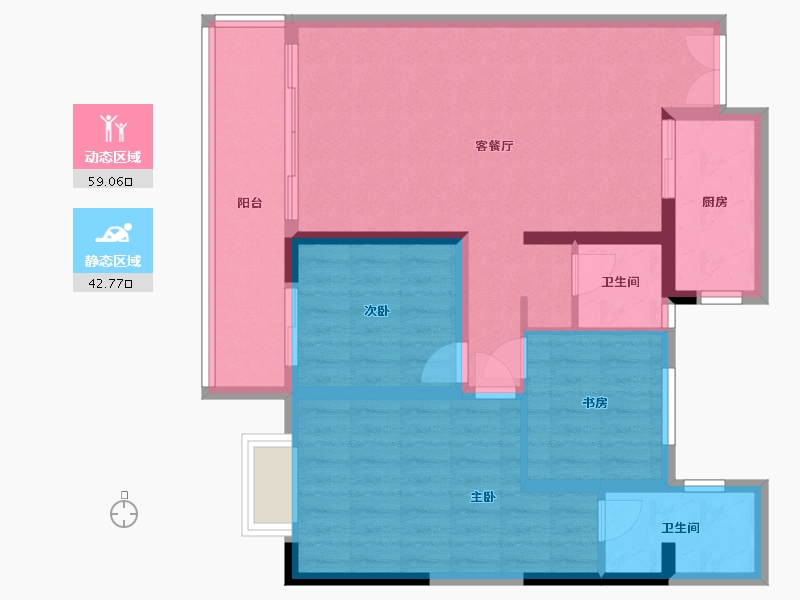 云南省-红河哈尼族彝族自治州-金地华府-95.32-户型库-动静分区