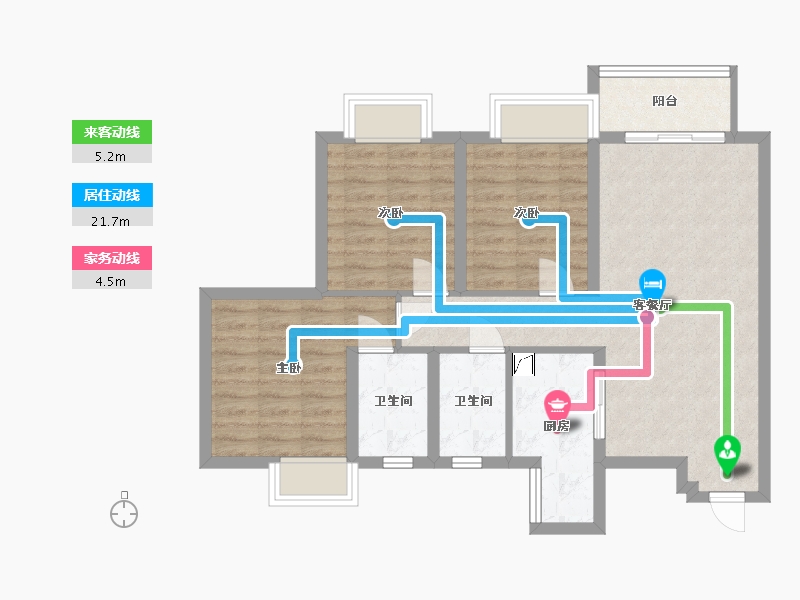 四川省-成都市-洪柳花园三期Ｂ区-86.90-户型库-动静线