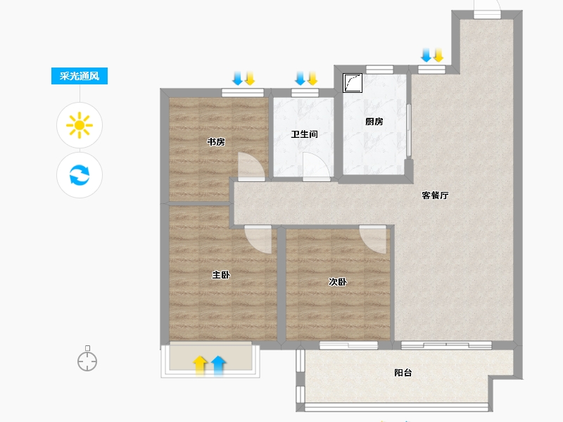 江苏省-常州市-遥光辰苑-85.00-户型库-采光通风