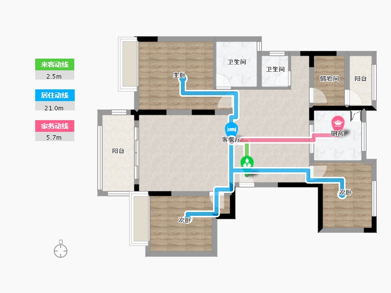 湖南省-长沙市-华润桃源里-125.00-户型库-动静线