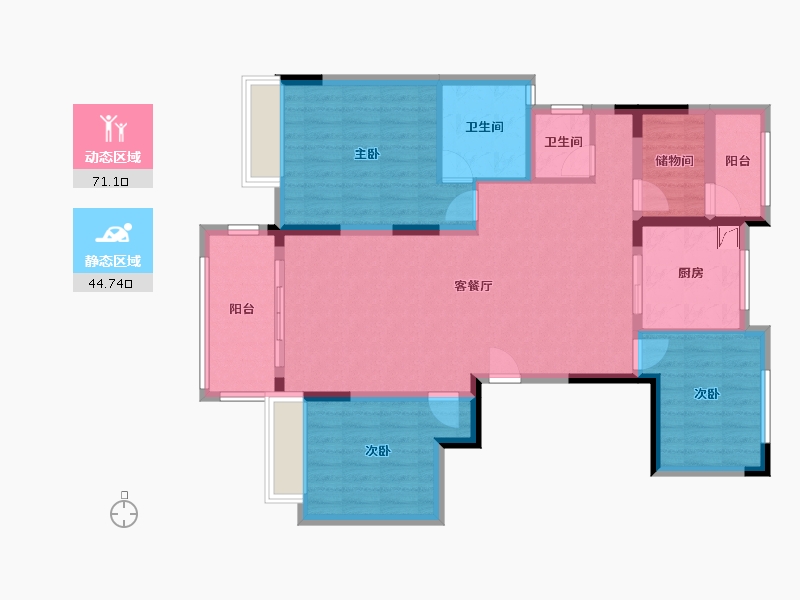 湖南省-长沙市-华润桃源里-125.00-户型库-动静分区