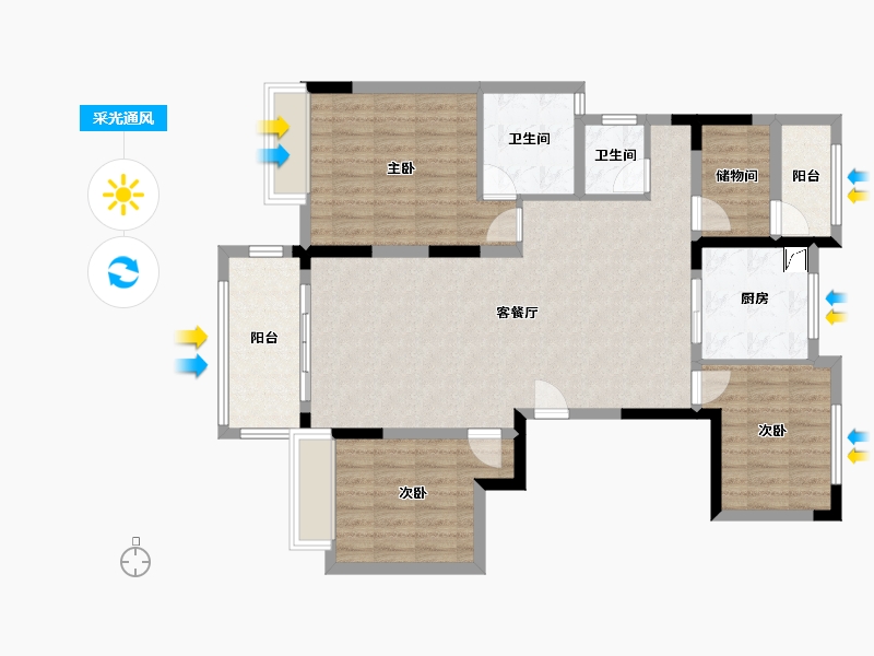 湖南省-长沙市-华润桃源里-125.00-户型库-采光通风