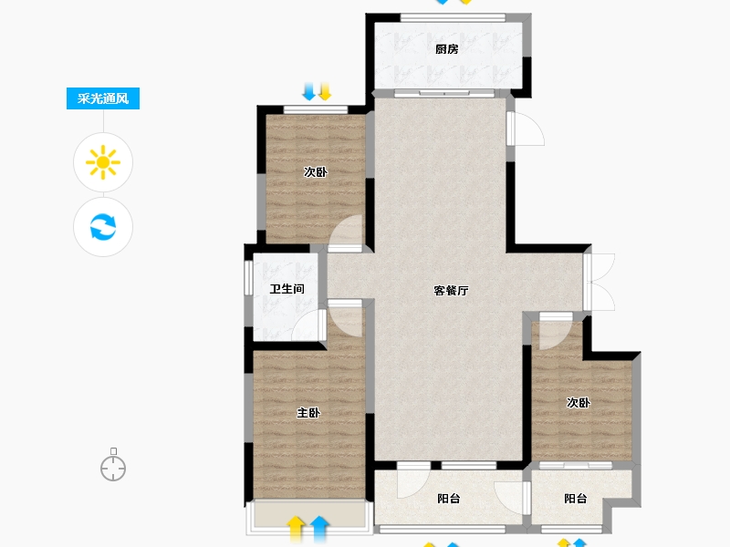 山东省-淄博市-淄博市创业创新谷人才公寓项目（珺园）-113.14-户型库-采光通风