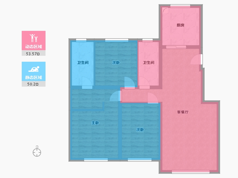 辽宁省-沈阳市-中海和平之门-96.00-户型库-动静分区