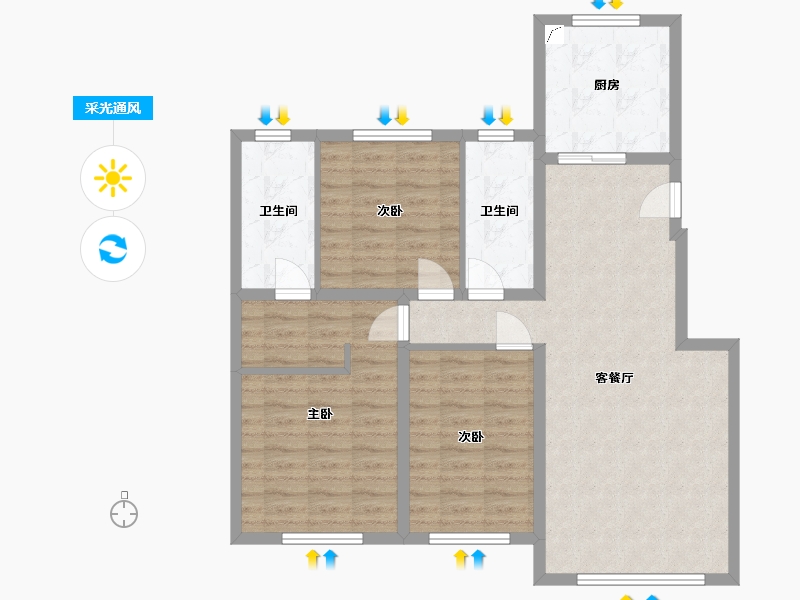 辽宁省-沈阳市-中海和平之门-96.00-户型库-采光通风