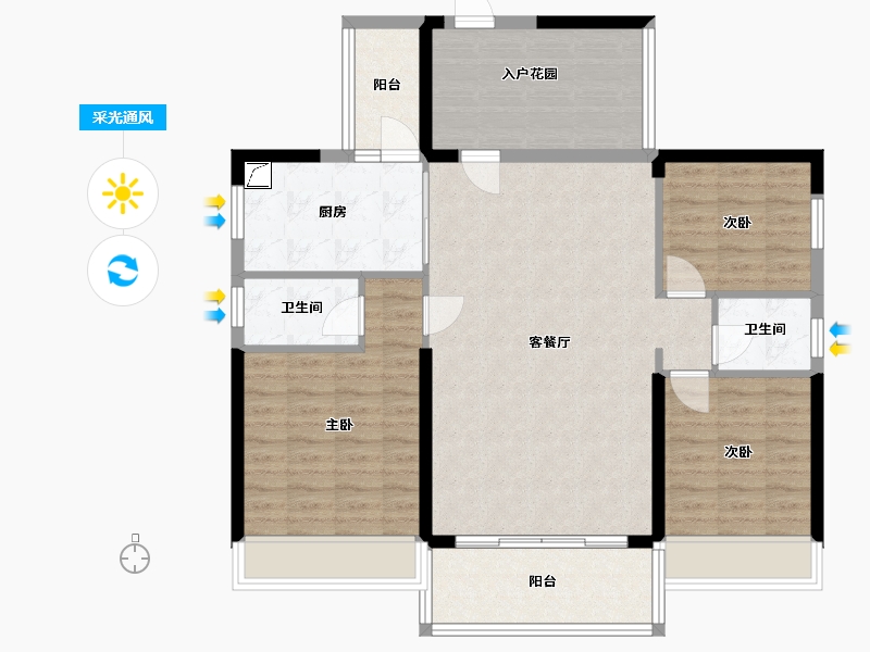 广东省-汕尾市-翰林华府-108.00-户型库-采光通风