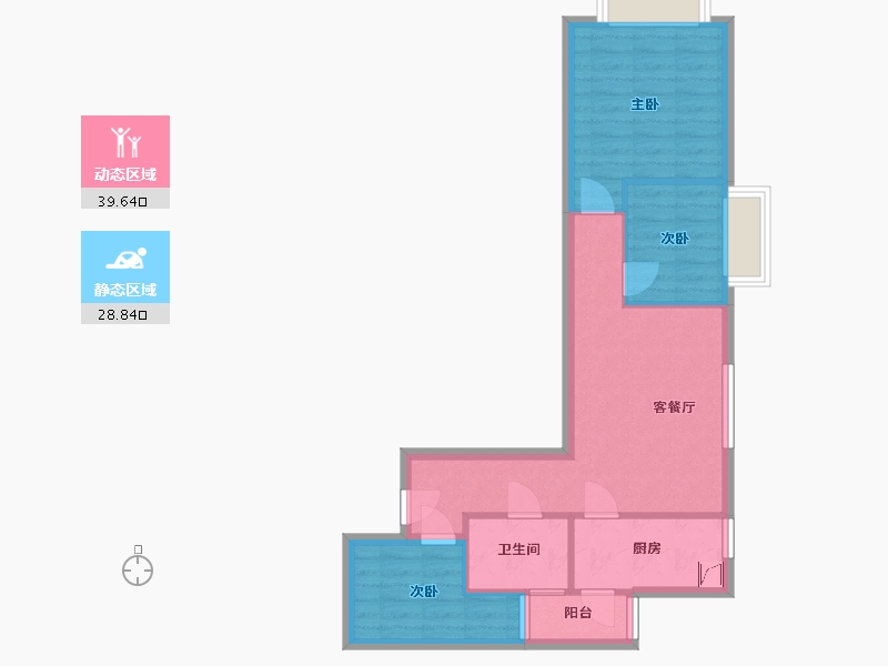 云南省-昆明市-碧桂园北城映象-70.00-户型库-动静分区