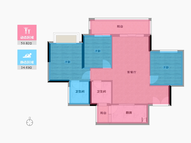 四川省-内江市-金科集美星辰-80.00-户型库-动静分区