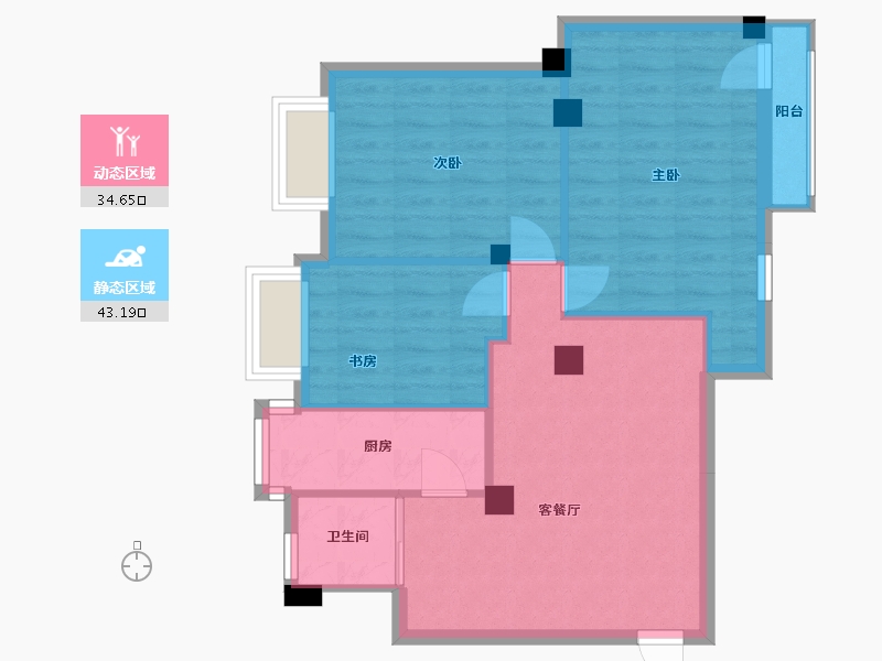 湖北省-武汉市-西马新村小区-66.00-户型库-动静分区