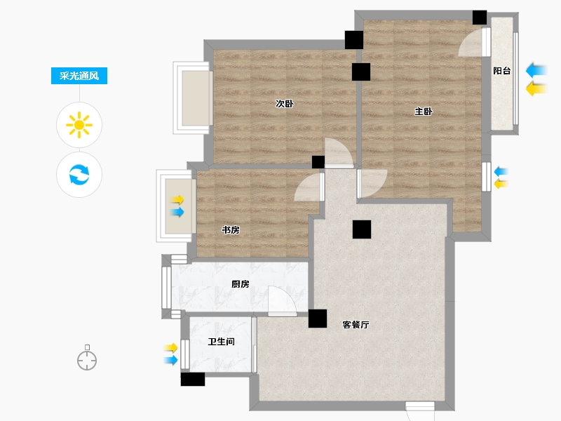 湖北省-武汉市-西马新村小区-66.00-户型库-采光通风