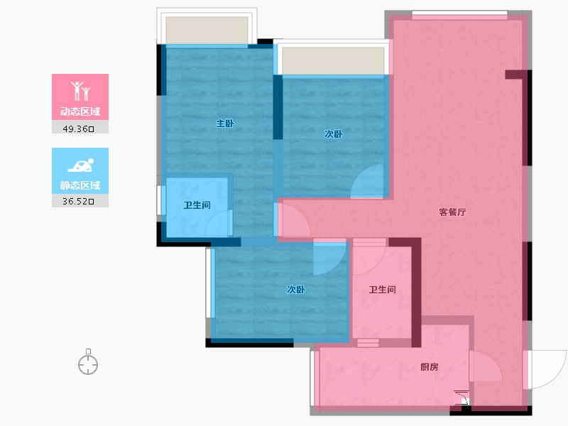 重庆-重庆市-奥园·翡翠天辰-79.34-户型库-动静分区