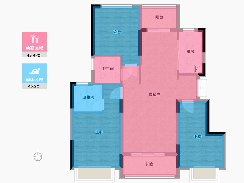 重庆-重庆市-龙湖景粼玖序-84.00-户型库-动静分区