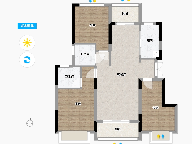 重庆-重庆市-龙湖景粼玖序-84.00-户型库-采光通风