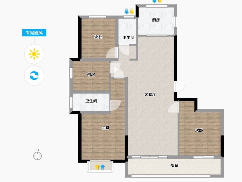 浙江省-金华市-华丰府-120.00-户型库-采光通风