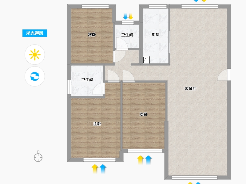 湖北省-十堰市-汉江璟城-100.00-户型库-采光通风