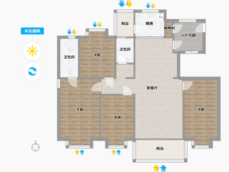 云南省-昆明市-翰文九万里-120.00-户型库-采光通风