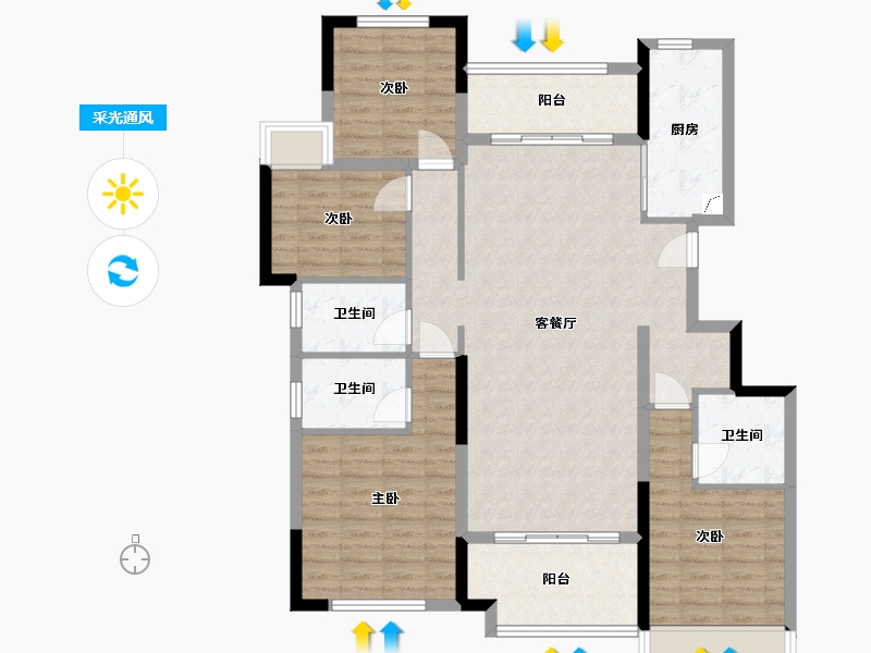 广西壮族自治区-钦州市-泰丰林湖美地-130.00-户型库-采光通风