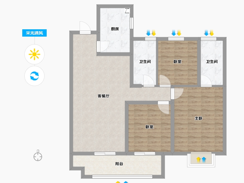 江苏省-无锡市-雅居乐A地块-95.00-户型库-采光通风