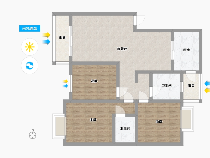 四川省-遂宁市-拦江新城-105.00-户型库-采光通风