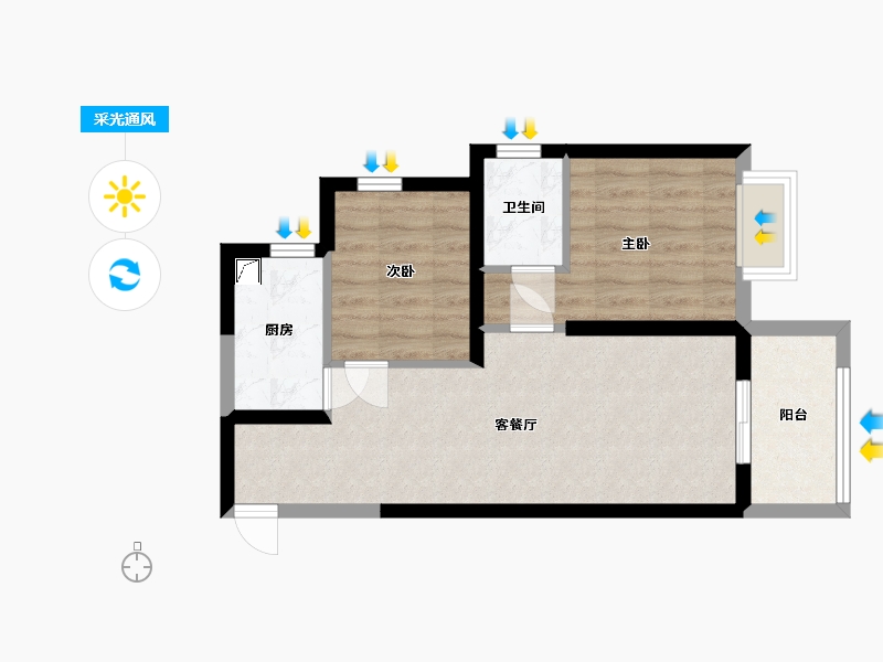 河南省-郑州市-绿都澜湾梓园(七期)-78.00-户型库-采光通风