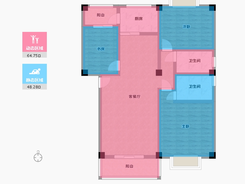 云南省-丽江市-翡翠茗苑-92.42-户型库-动静分区