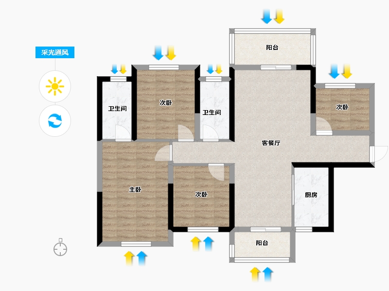 广西壮族自治区-桂林市-嶂泰峰誉-118.00-户型库-采光通风