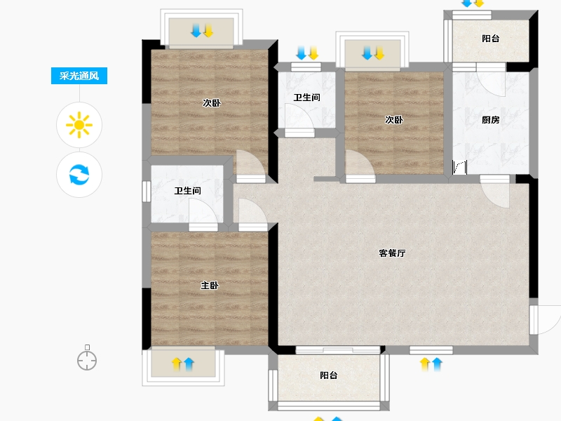 浙江省-宁波市-世茂天慧-100.00-户型库-采光通风