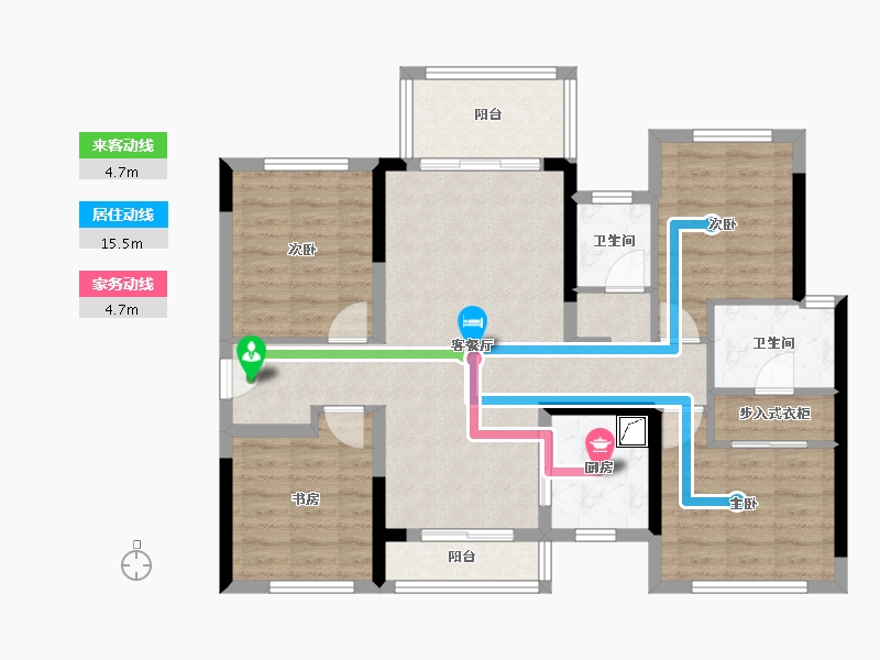 广西壮族自治区-贵港市-中梁璟园-89.00-户型库-动静线