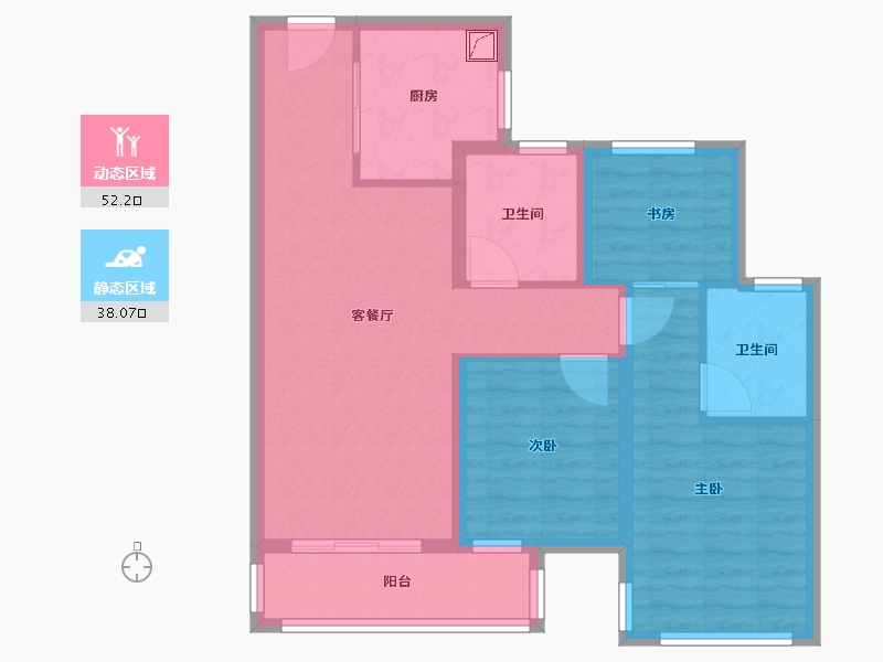 广西壮族自治区-柳州市-绿城·杨柳郡-80.00-户型库-动静分区