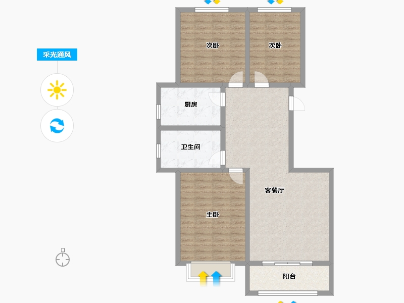 河北省-唐山市-城铁雅园-100.00-户型库-采光通风