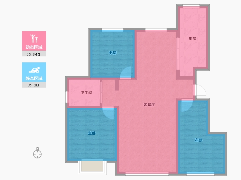 新疆维吾尔自治区-塔城地区-中央郡-95.00-户型库-动静分区