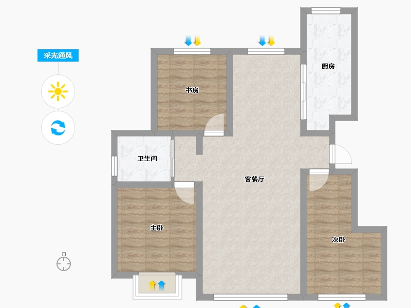 新疆维吾尔自治区-塔城地区-中央郡-95.00-户型库-采光通风