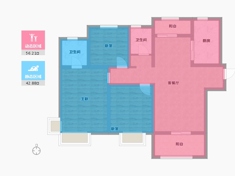 陕西省-西安市-汇悦城-99.00-户型库-动静分区