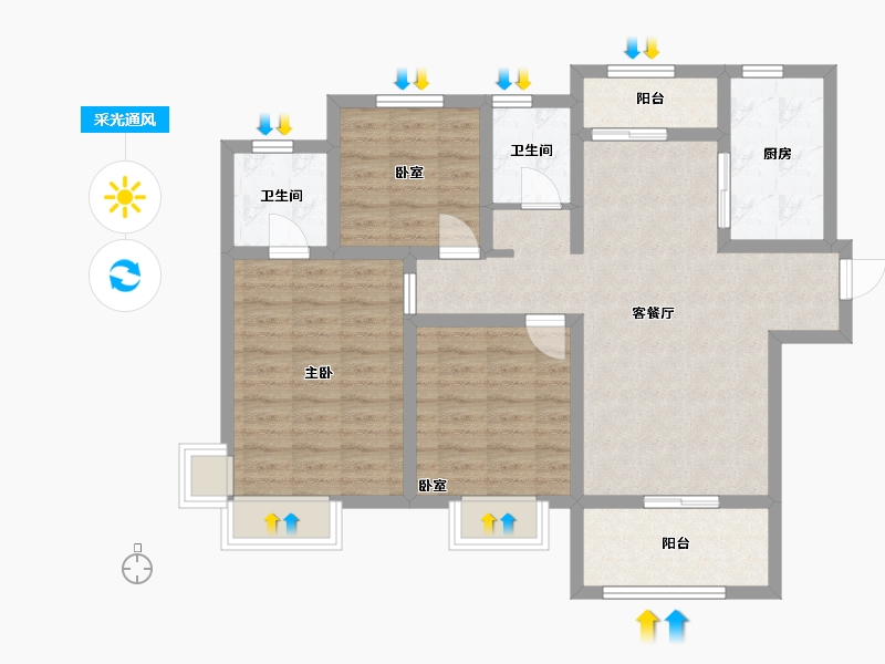 陕西省-西安市-汇悦城-99.00-户型库-采光通风