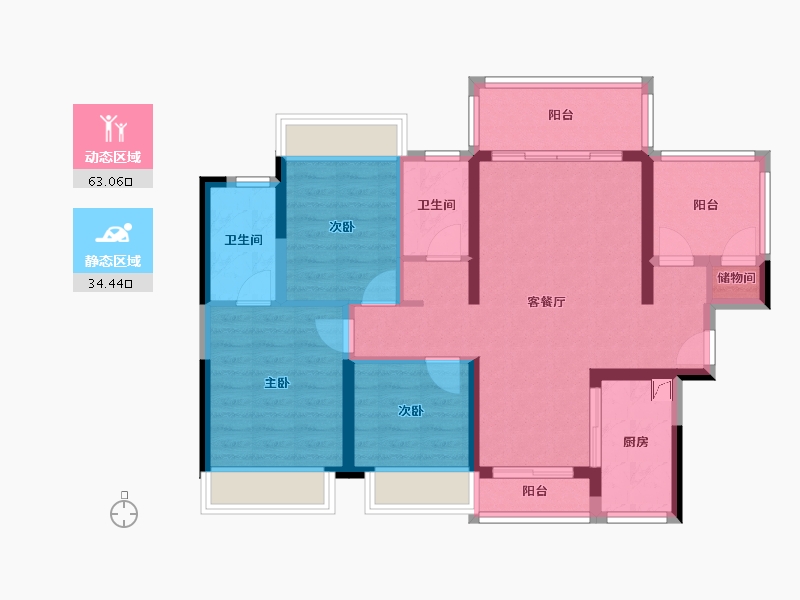 广东省-惠州市-奥园园著-86.00-户型库-动静分区