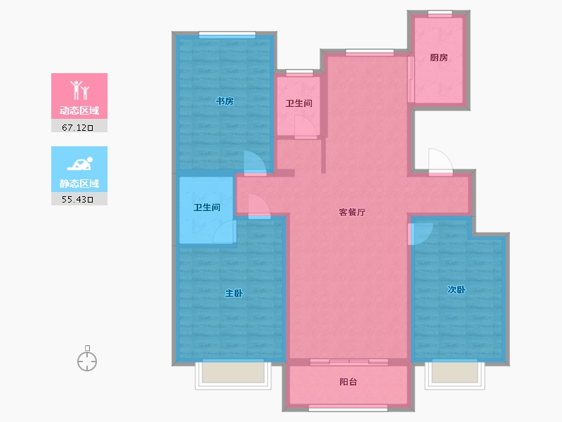 河北省-邢台市-中豪熙湖-110.22-户型库-动静分区