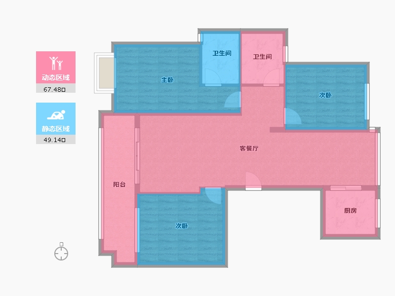 湖北省-随州市-天湖马德里-104.00-户型库-动静分区