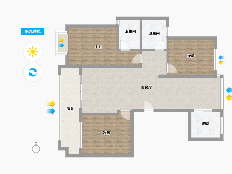 湖北省-随州市-天湖马德里-104.00-户型库-采光通风