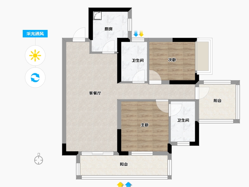 广西壮族自治区-南宁市-九熙府-65.00-户型库-采光通风