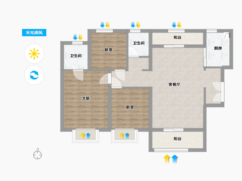 山西省-晋城市-公园里二期-100.00-户型库-采光通风