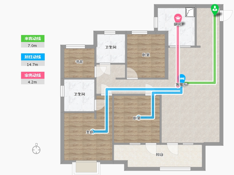 山东省-烟台市-招商·雍景湾-105.00-户型库-动静线