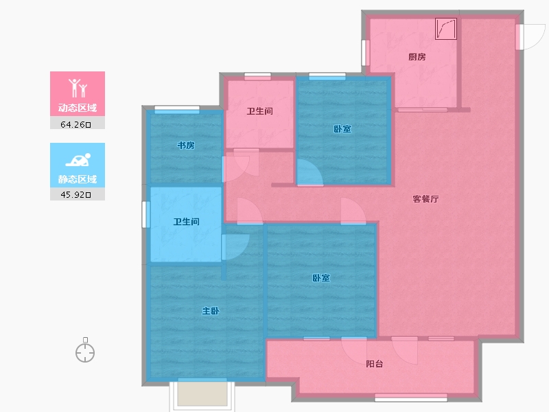 山东省-烟台市-招商·雍景湾-105.00-户型库-动静分区