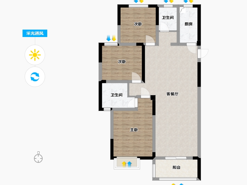 安徽省-六安市-舒城杭埠近郊统建安置房-106.00-户型库-采光通风