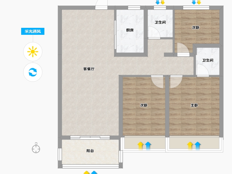 安徽省-宿州市-盛达新城-90.00-户型库-采光通风