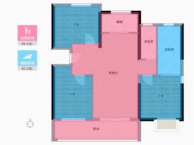 福建省-泉州市-保利住宅第5湾-96.00-户型库-动静分区