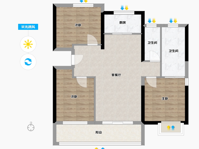 福建省-泉州市-保利住宅第5湾-96.00-户型库-采光通风