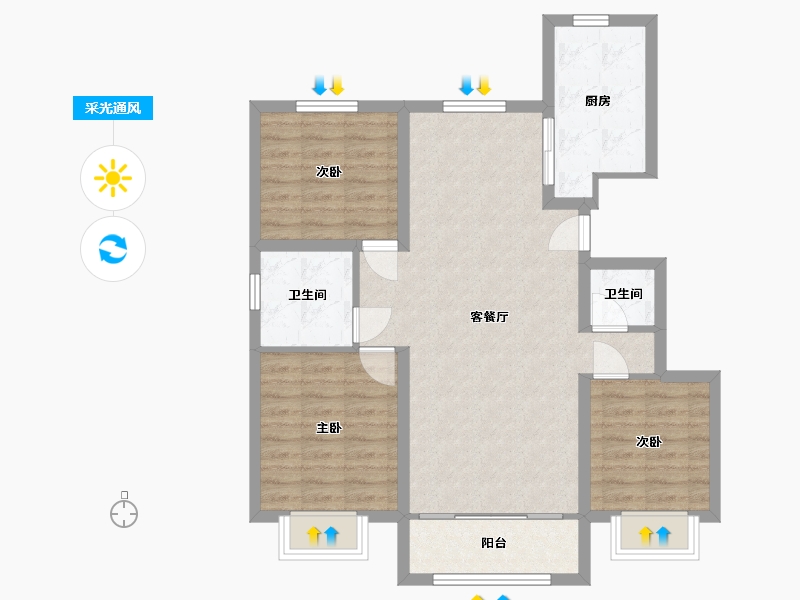 河北省-秦皇岛市-兴桐兴城-96.00-户型库-采光通风