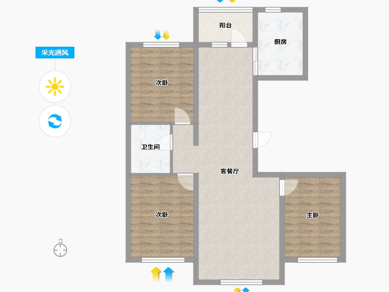 黑龙江省-佳木斯市-阳光河畔-97.65-户型库-采光通风